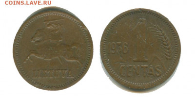 Литва 1 цент 1936, 22.00 мск. 18.02.22 - литва 1936