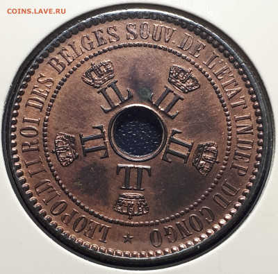 1,2,5 сантимов 1887-1887 UNC. Свободное государство Конго. - 3
