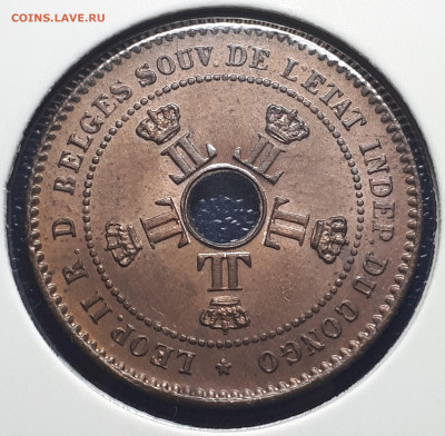 1,2,5 сантимов 1887-1887 UNC. Свободное государство Конго. - 12