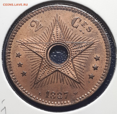 1,2,5 сантимов 1887-1887 UNC. Свободное государство Конго. - 7