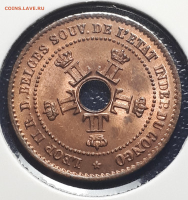 1,2,5 сантимов 1887-1887 UNC. Свободное государство Конго. - 5