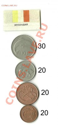Монеты Ирландии - и