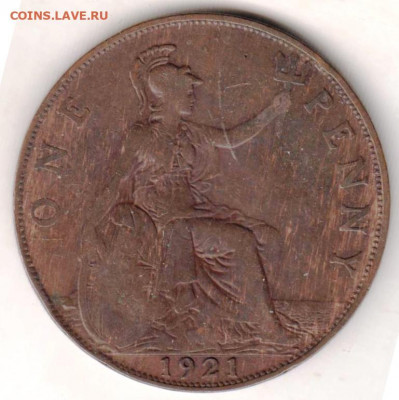 ВЕЛИКОБРИТАНИЯ 1 пенни 1921 г. до 27.02.22 г. в 23.00 - 021
