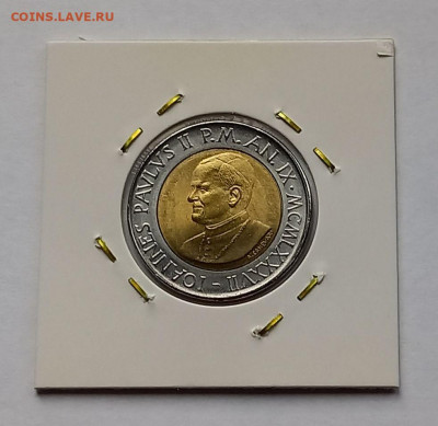 Ватикан 500 лир 1987. UNC. Биметалл. Тираж - 80 000 шт. - 5