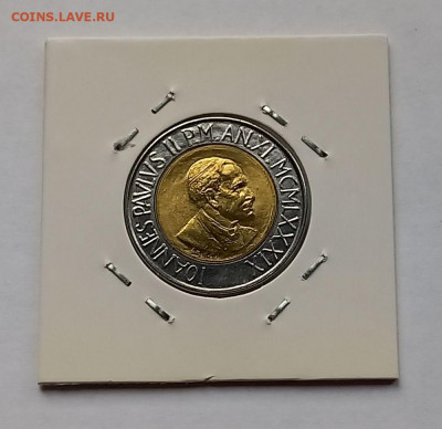 Ватикан 500 лир 1989. UNC. Биметалл. Тираж - 60 000 шт. - 6