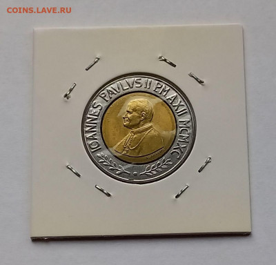 Ватикан 500 лир 1990. UNC. Биметалл. Тираж - 48 000 шт. - 6