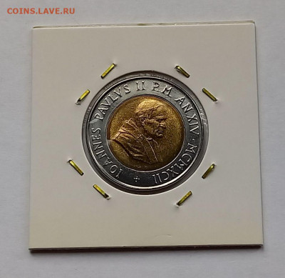 Ватикан 500 лир 1992. UNC. Биметалл. Тираж - 43 000 шт. - 5