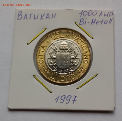 Ватикан 1000 лир 1997. UNC. Биметалл. Тираж - 30 000 шт. - 2