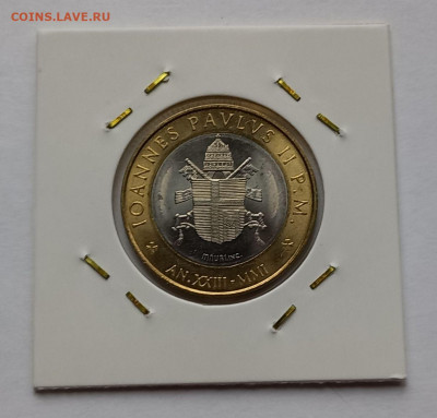 Ватикан 1000 лир 2001. UNC. Биметалл. Тираж - 426 000 шт. - 5