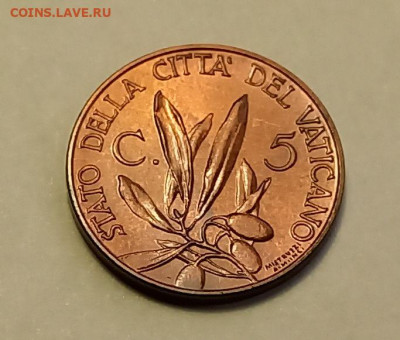 Ватикан 5 чентезимо 1929. РЕДКАЯ! UNC. Тираж - 10 000 шт. - 5