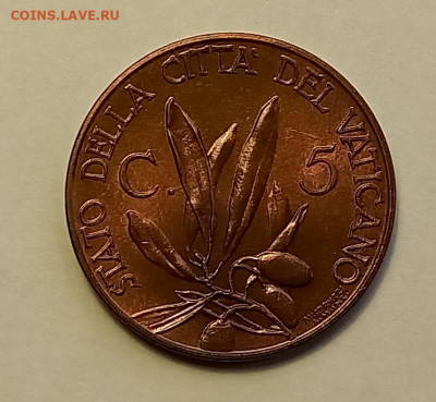 Ватикан 5 чентезимо 1929. РЕДКАЯ! UNC. Тираж - 10 000 шт. - 1