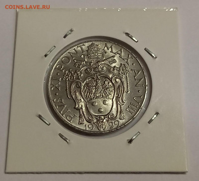 Ватикан 2 лиры 1929. РЕДКАЯ! UNC. Тираж - 10 000 шт. - 10