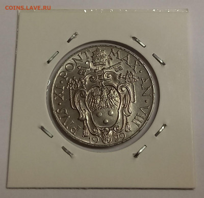 Ватикан 2 лиры 1929. РЕДКАЯ! UNC. Тираж - 10 000 шт. - 9