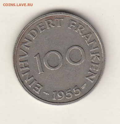 Саарленд, 100 франков 1955 до 03.03.22, 23:00 - #И-1012