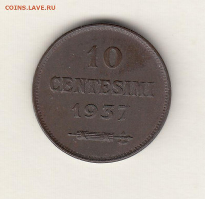 Сан-Марино, 10 чентезимо 1937 до 04.03.22, 23:00 - #И-1013