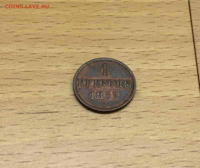 Ганновер 1 пфенниг 1855 Германская Империя Германия - IMG_6320.JPG