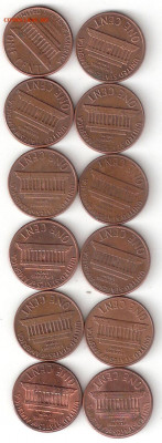 США: 1 Цент - 12шт как один лот, 12-1 - США 1 Цент 12шт А 12-1