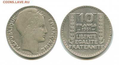 Франция 10 франков 1931 до 22:00 мск 11.03.22 - франция 10 франков 1931