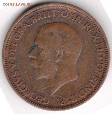 ВЕЛИКОБРИТАНИЯ пол пенни 1928 г. до 18.03.22 г. в 23.00 - 006