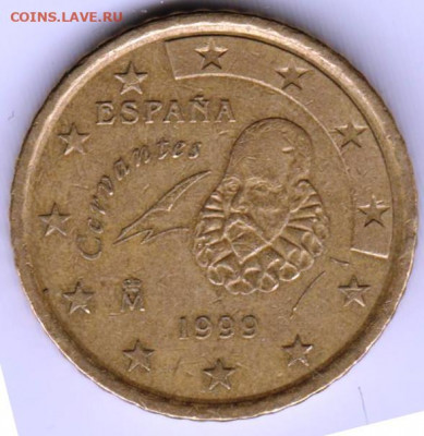ИСПАНИЯ 50 евроцентов 1999 г. до 20.03.22 г. в 23.00 - 015