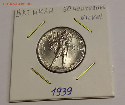 Ватикан 50 чентезимо 1939. UNC. Тираж - 52 000 шт. - 4