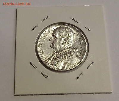 Ватикан 10 лир 1933-1934. Серебро. Тираж - 50 000 шт. - 7