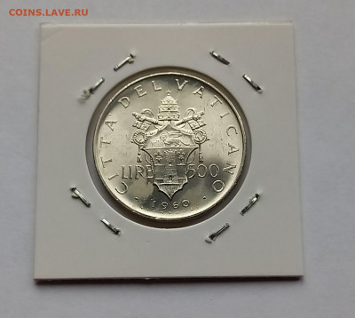 Ватикан 500 лир 1960. UNC. Серебро. Тираж - 25 000 шт. - 6