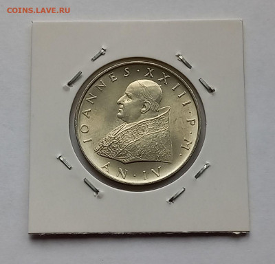 Ватикан 500 лир 1962. UNC. Серебро. Тираж - 50 000 шт. - 6