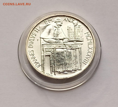 Ватикан 1000 лир 1988 г. Серебро, тираж - 80 000 шт. UNC - 2