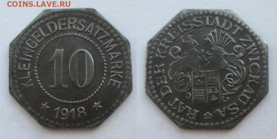 Нотгельды Германии. Обзорная тема. - 10 пф. 1918г. Цвиккау.JPG