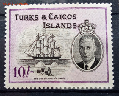 Теркс и Кайкос 1950г.стандарт,король ГеоргVI чбн,10 шилингов - IMG_20220325_142630