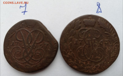 2 копейки 1757-1788 г 8шт (перечекан, ММ) - IMG_20220327_105736