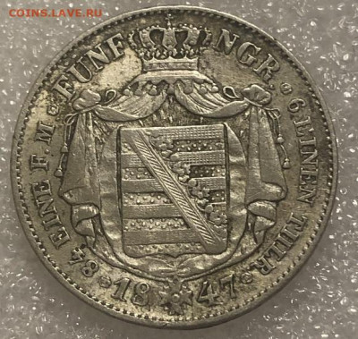 6 Талера 1847 Саксония, нечастый. - 197913