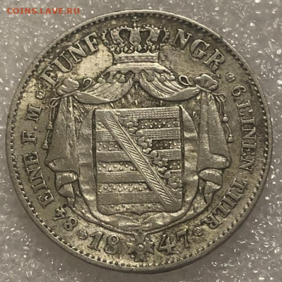 6 Талера 1847 Саксония, нечастый. - 197924