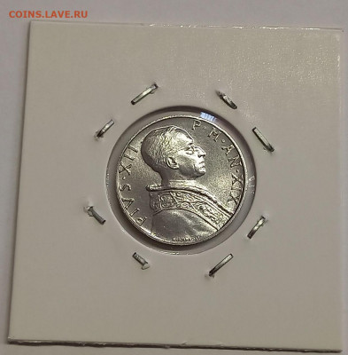Ватикан 5 лир 1957. UNC. Тираж - 30 000 шт. - 8