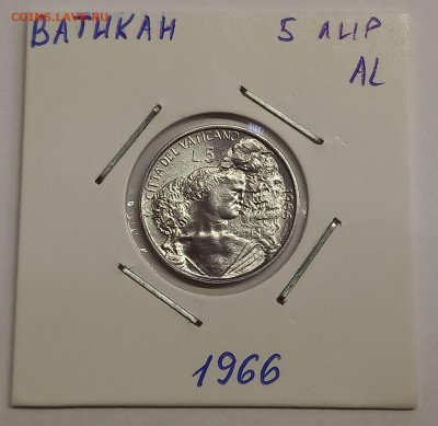 Ватикан 5 лир 1966. UNC. Тираж - 90 000 шт. - 4