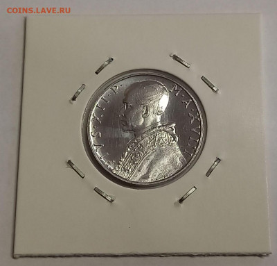 Ватикан 10 лир 1956. UNC. Тираж - 80 000 шт. - 12