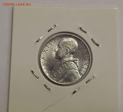 Ватикан 10 лир 1951. UNC. Тираж - 1 130 000 шт. - 8