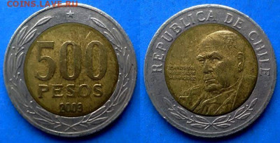 Чили - 500 песо 2003 года (БИМ) до 10.04 - Чили 500 песо, 2003