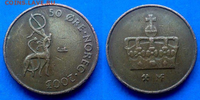 Норвегия - 50 эре 2003 года до 12.04 - Норвегия 50 эре, 2003