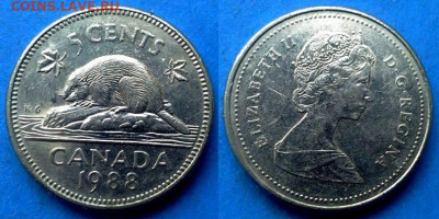 Канада - 5 центов 1988 года (Фауна) до 12.04 - Канада 5 центов, 1988