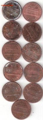 США Одноцентовики 26шт(3 лота)  ФИКС - 1 Cent-11st A 11