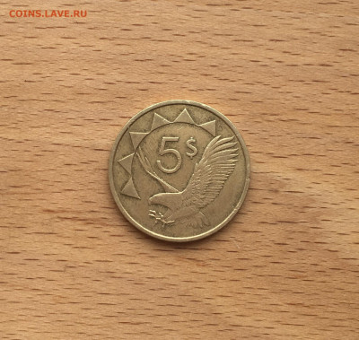 Намибия 5 долларов 1993 Орлан Крикун птица фауна - IMG_6425.JPG