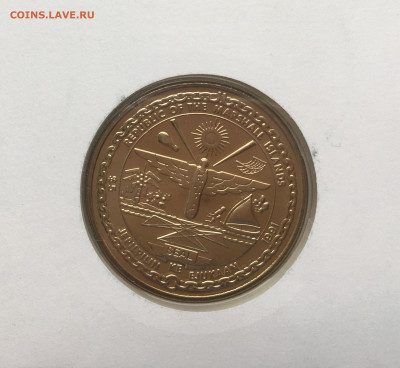 Крона Шайба Маршалловы Острова 5 долларов 1991 Орёл птица - IMG_7039.JPG