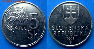 Словакия - 5 крон 1993 года до 14.04 - Словакия 5 крон, 1993