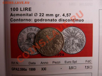 Ватикан 100 лир 1999 Солнце до 20.11 в 15.00 М - IMG_1501