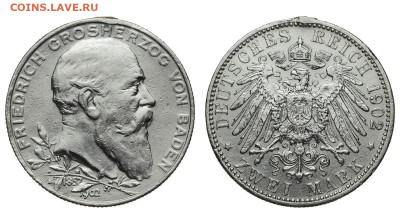 Баден. 2 марки 1902 г. 50 лет правлению. До 17.04.22. - Р561.JPG