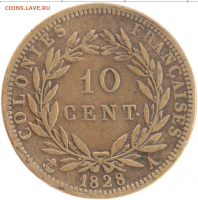 Французские колонии - Французские колонии 10 сантимов, 1828 r