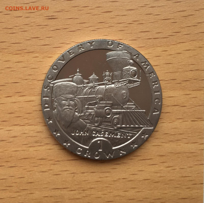 Шайба Остров Мэн 1 крона 1992 Джон Кейсмент паравоз - IMG_7249.JPG