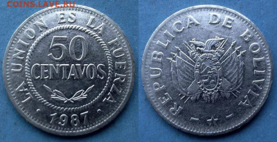 Боливия - 50 сентаво 1987 года до 3.05 - Боливия 50 сентаво, 1987